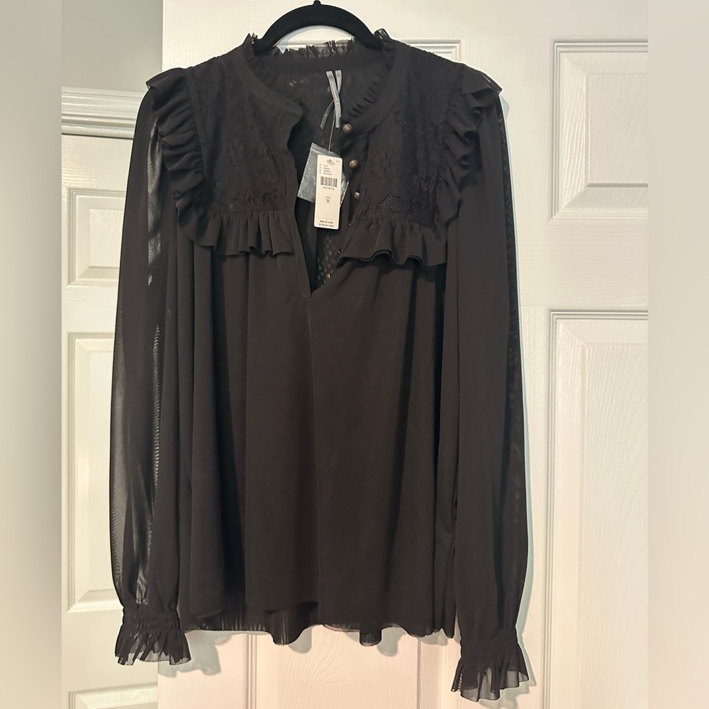 Anthropologie black Long Sleeve Blouse NWT